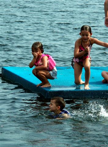 Kids on raft.